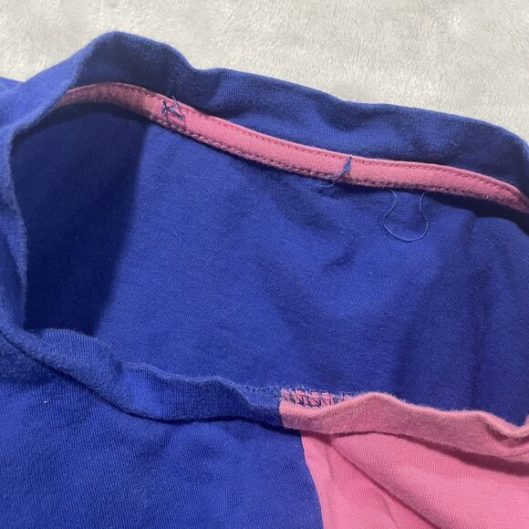 Peanuts Snoopy & Woodstock Split Color Block Graphic Tee Pink Blue Sz Large - Picture 3 of 4